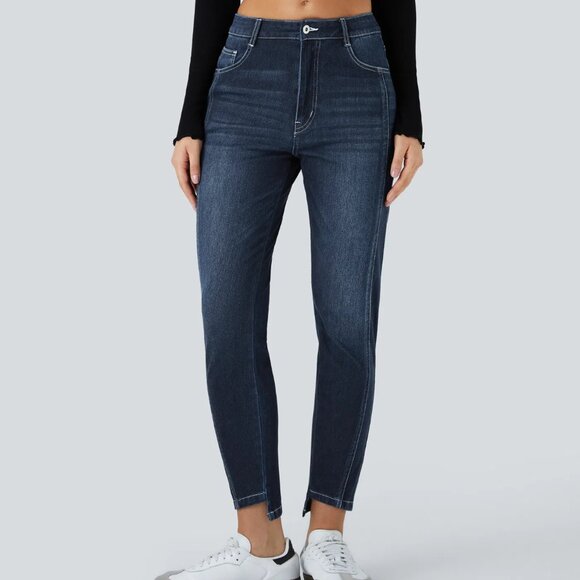 NWT Halara Flex™ Mid Low Rise Zipper Pockets Casual Skinny Jeans - Picture 2 of 4